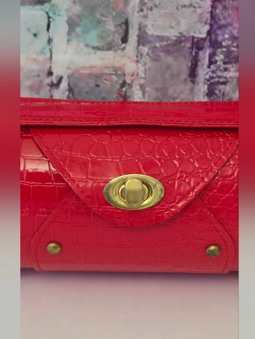 Bottle Carrier Cylinder Bag Croc-Texture W/ Gold Hardware